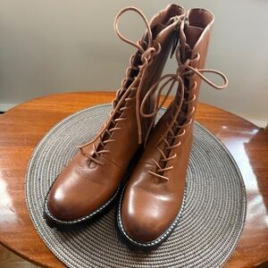JCrew lace up /zip lug soled dark tan boots $60 sz 7 ( $280) value